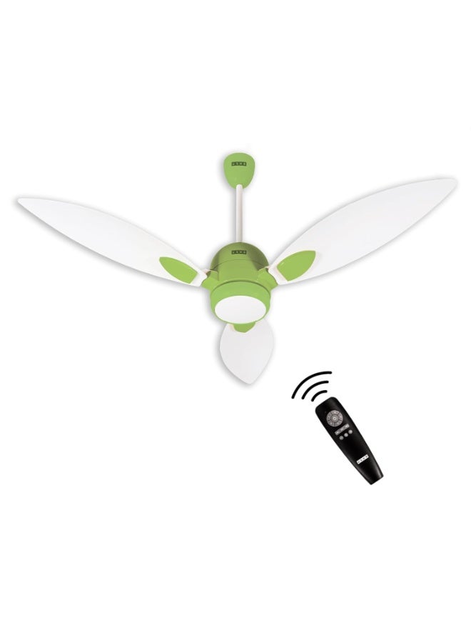 أوشا USHA New Bloom Series Sunspire Glow (Inspired by Sunflower) BLDC Ceiling Fan with Underlight with 3 Modes | RF Remote | Whisper-Quiet | Dust-Resistant (White & Light Green) - Image 1